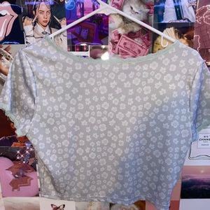 cute floral green blue tee